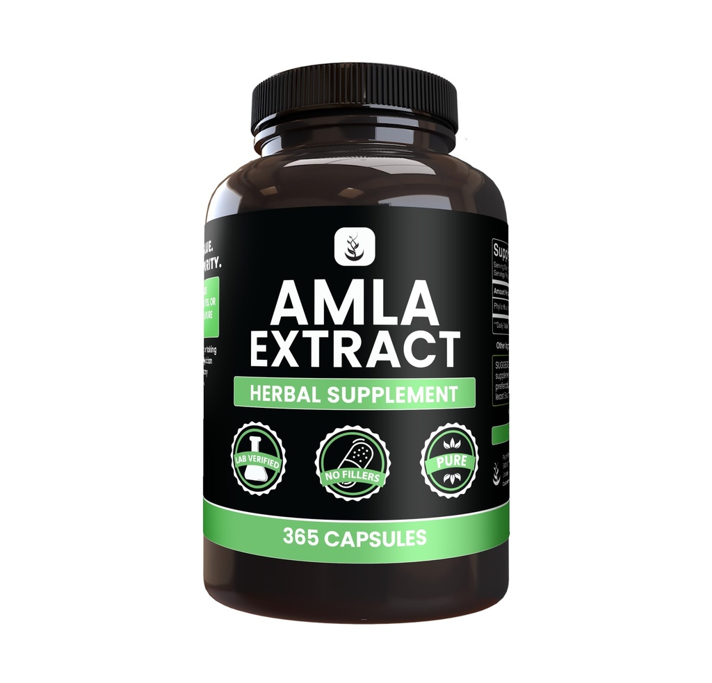 PURE ORIGINEEL INGREDIËNTEN Amla Extract (365 Capsules) Geen Magnesium of rijstvullers, altijd zuiver, Lab geverifieerd