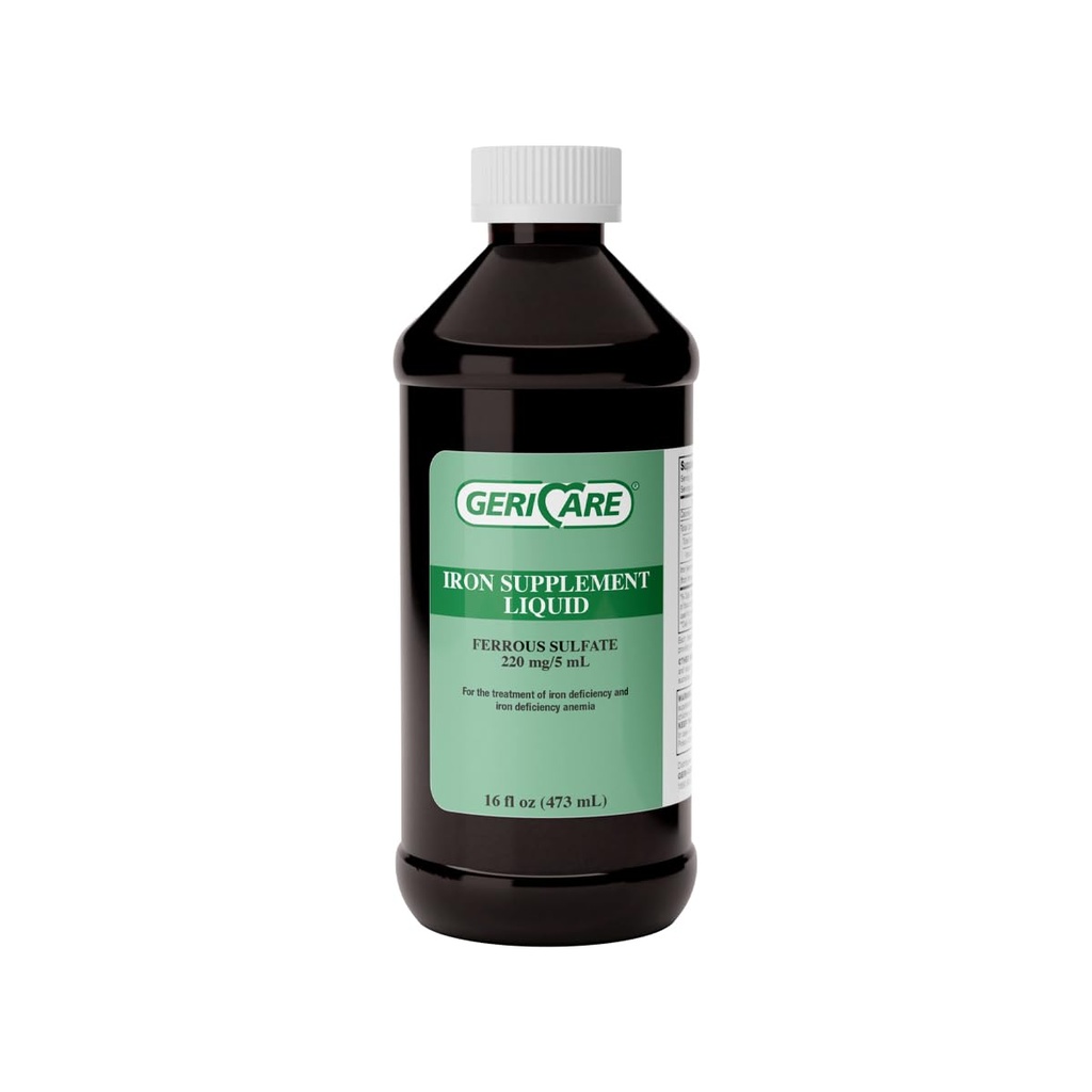GeriCare 220 High Potency Liquid Iron Supplement | Liquid Iron for Adults | for Anemia and Iron Deficiency | 220mg of Iron Per 5mL Dose. (Pack of 1)