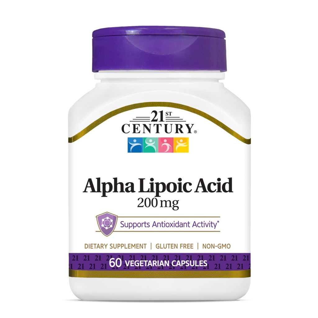 21st Century Healthcare Alpha Lipoïnezuur 200 mg, 60 Count Vegetarian Capsules