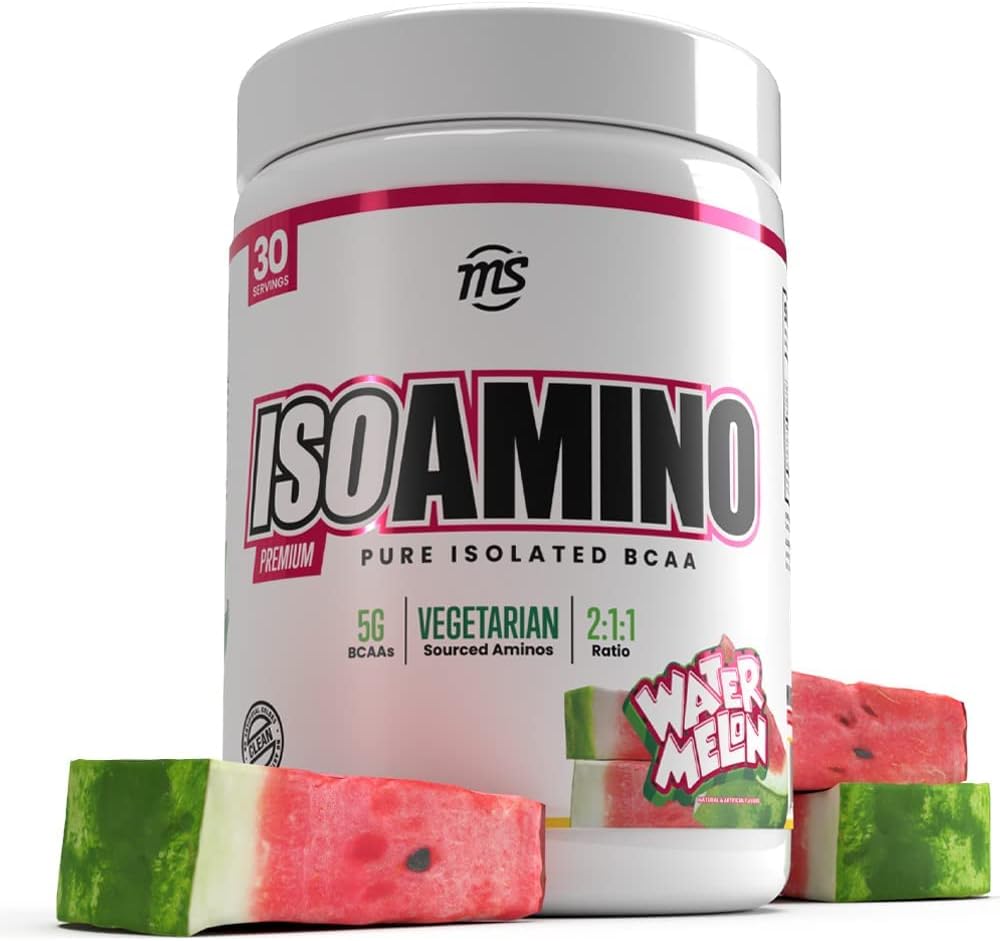 Man Sports ISO Amino - Watermeloen Pure Geïsoleerde BCAA Poeder 270 Gram - Vegetarische Formule 2:1:1 Ratio - Natuurlijke ingrediënten - Lean Muscle Building Fat Burning Supplement