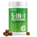 Pet MD 5in1 Honden Multivitamine - 30 Essentiële Vitaminen, Mineralen en Nutriënten voor de huid & Coat, Hip & Joint, Digestie, Senior Hond & Puppy Vitaminen - Glucosamine, Omega 3 6 9, & Probiotica - 60ct