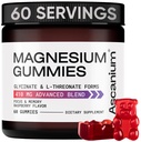 Magnesium Gummies - 410mg Elemental Magnesium Glycinate & L-Threonate Supplement Complex - Vegan Magnesium Glycinate Gummies for Calm Mood, Muscle & Heart Support - Kauwbare Magnesium Gummy 60 stuks