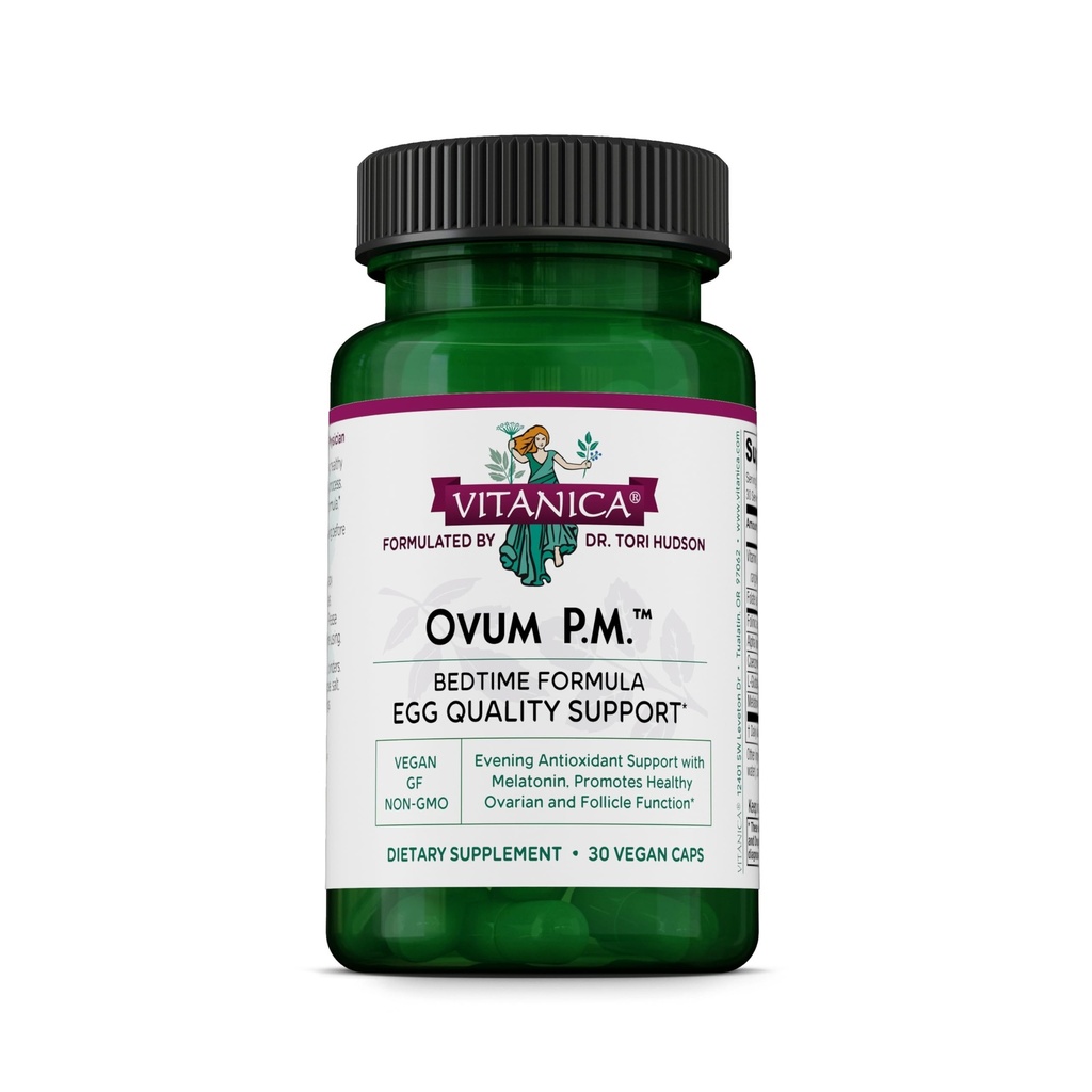 Vitanica Ovum P.M. - Soutien de la qualité des oeufs avec vitamine D3, acide alpha lipoïque et mélatonine - Fonctionne mieux avec Ovum A.M. - supplément alimentaire à base de plantes pour la santé des femmes - Lady - 30 Caps végétaliens