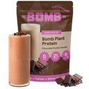 De Bomb Co. Bom Plant Proteïne, Proteïnepoeder met 21g Proteïne, Aminozuren, Zero Sugar, Pea Proteïne, Cacao, Chia Zaden, Pompoen Zaden, Vanille & Monk Fruit, Glutenvrij, Chocolade smaak, 20 Srvgs