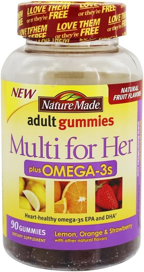 Nature Made Multi voor haar Plus Omega-3 Volwassen Gummies, 90 Tellen