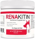 Renakitin Niersupplementen voor honden katten - Bevat Chitosan & Calcium Carbonaat, Ondersteuning Optimale Nierfunctie, Grote Proeverij Kip smaak, 6.3 oz