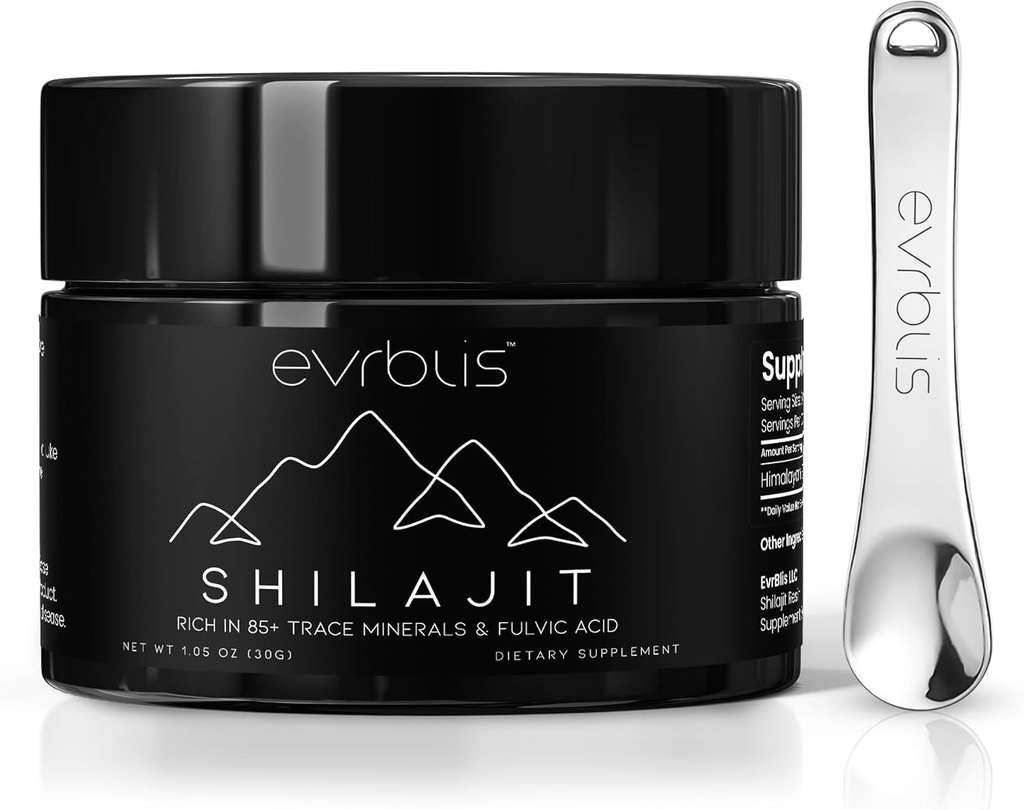 Pure Himalaya Organic Shilajit Resin, Max Potency Gold Grade Shilajit Supplement voor mannen & vrouwen Natuurlijke energie Boost & Immuun Ondersteuning met 85+ Trace Minerals & Fulvic Acid (30 Gram, 60 Serving).