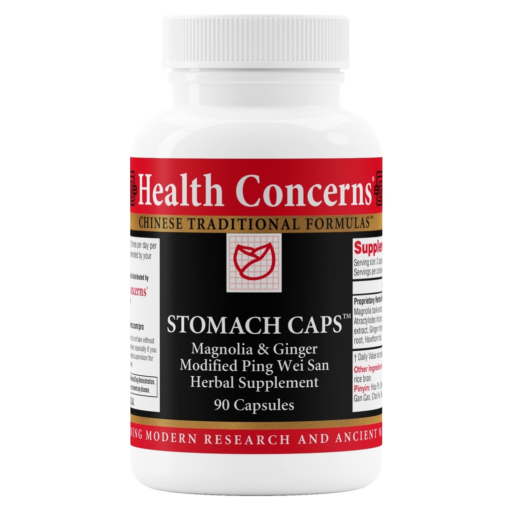 Health Concerns Stomach Caps – Digestive Support & Gut Health – Bloating & Gas Relief – Ginger & Magnolia Bark Chinese Herbal Supplement for Men & Women – Modified Ping Wei San – 90 Capsules