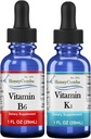 HoneyCombs Vitamine B6 & K1 gouttes – Pyridoxine liquide et extraits de vitamine K pour végétalien, favorise la santé globale, extrait liquide de vitamine non OGM, 1 fl oz chaque