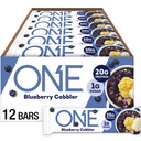 ONE Barres protéinées, Cobbler de bleuets, sans gluten avec 20g de protéines et 1g de sucre, agrafes de Pantry, 2,12 oz (12 Compte)