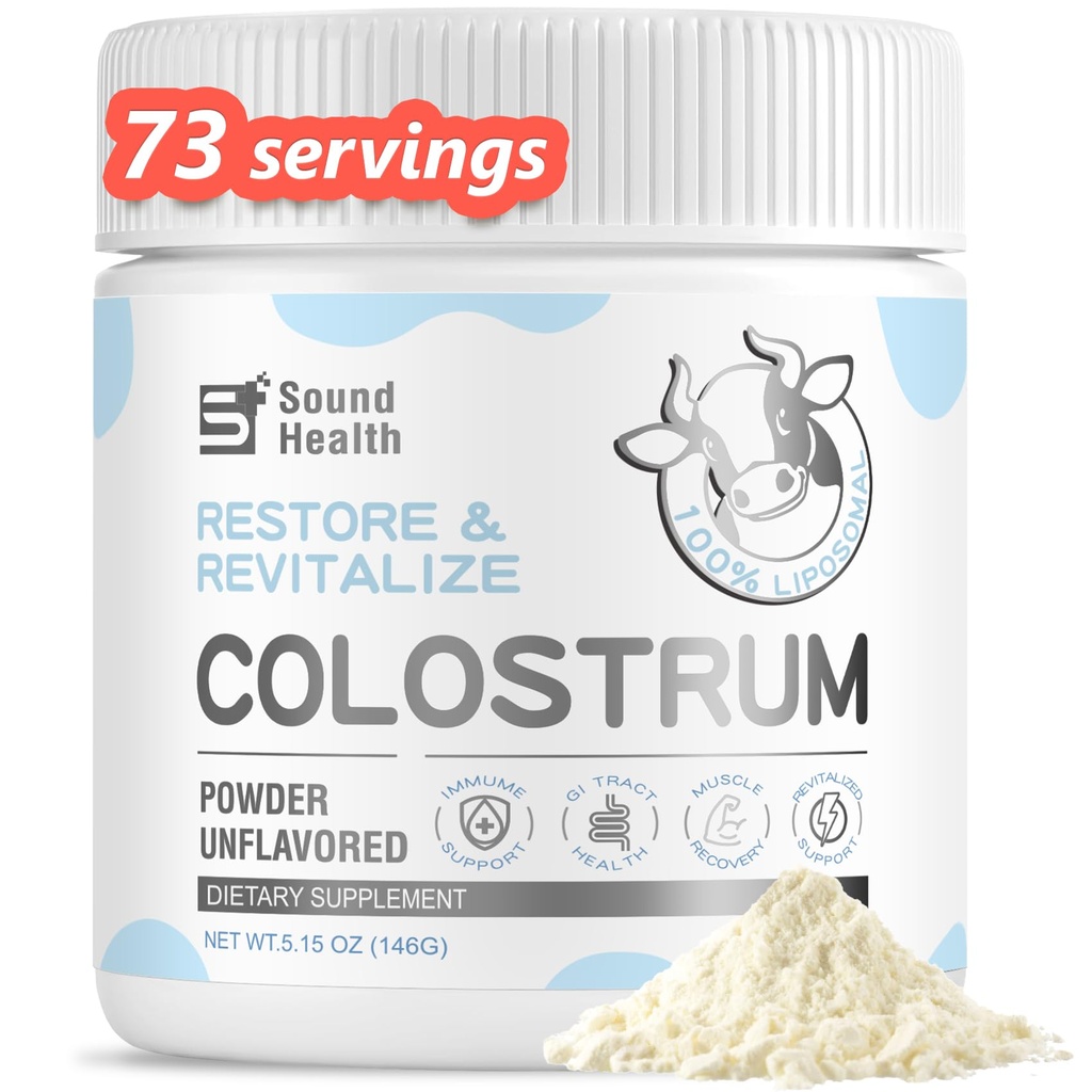 Poudre de supplément de colostrum pour les humains - Supplément de colostrum biologique pour la santé de Gut, la croissance des cheveux, la beauté et l'Immune Support - Non aromatisé (73 portions)