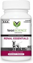 VetriScience Rein Health Comprimés à croquer, Supplément d'essentiels rénaux pour chiens, soutien au piège urinaire et au rein avec champignons, racines d'Astragalus, graines et herbes, fumée, compte 60