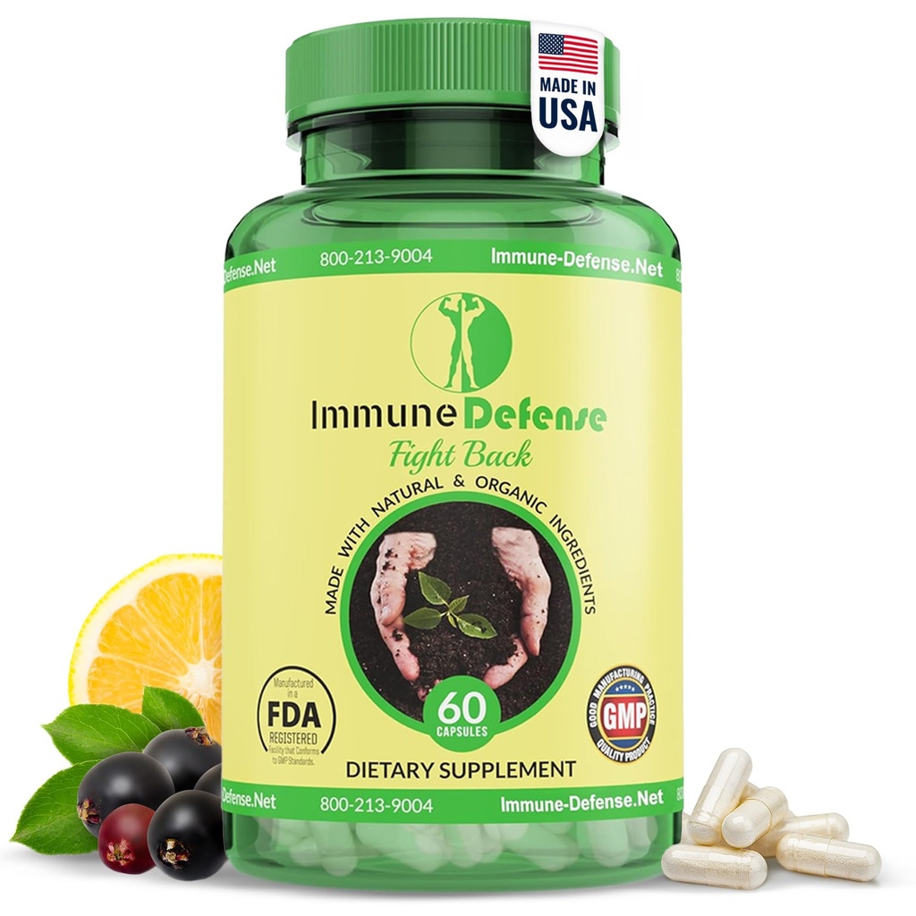 Immuunondersteuningssupplement - Natuurlijke en biologische Immuunboosters voor volwassenen - Immuniteitssteun met vitamine C & vitamine D, Knoflook, gember, citroen, vlierbes, selenium & zink - 60 capsules