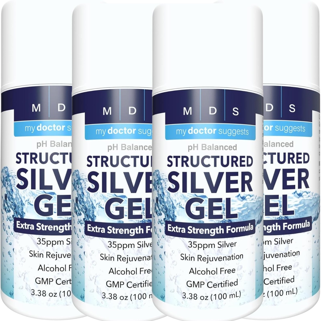 Colloïdale zilveren gel Extra sterkte - 35ppm Geactiveerde Colloïdale zilveren gel voor maximale sterkte - Made in USA - Gestructureerde formule in een handige 4 Pack