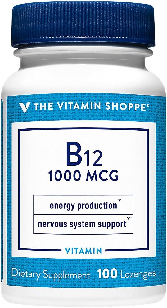 De vitamine Shoppe Vitamine B12 1000 mcg - Ondersteunt energieproductie, eenmaal dagelijks dieetsupplement - Vitamine B-12 (als Cyanocobalamine), Gluten & Dairy Free (100 Lozen)
