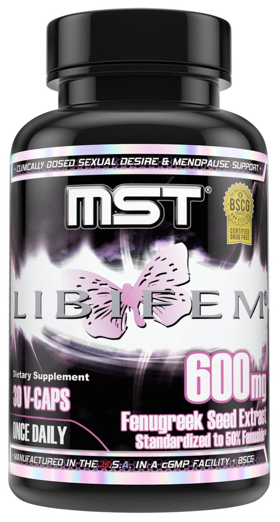 MST Libifem, Fenegriek Zaad Extract Capsules, Boost Desire, Libido, Arousal en Tevredenheid Plus Menopauze Gezondheidsondersteuning, Supplement voor vrouwen, 30 Telling, BSCG Gecertificeerd Drugvrij.