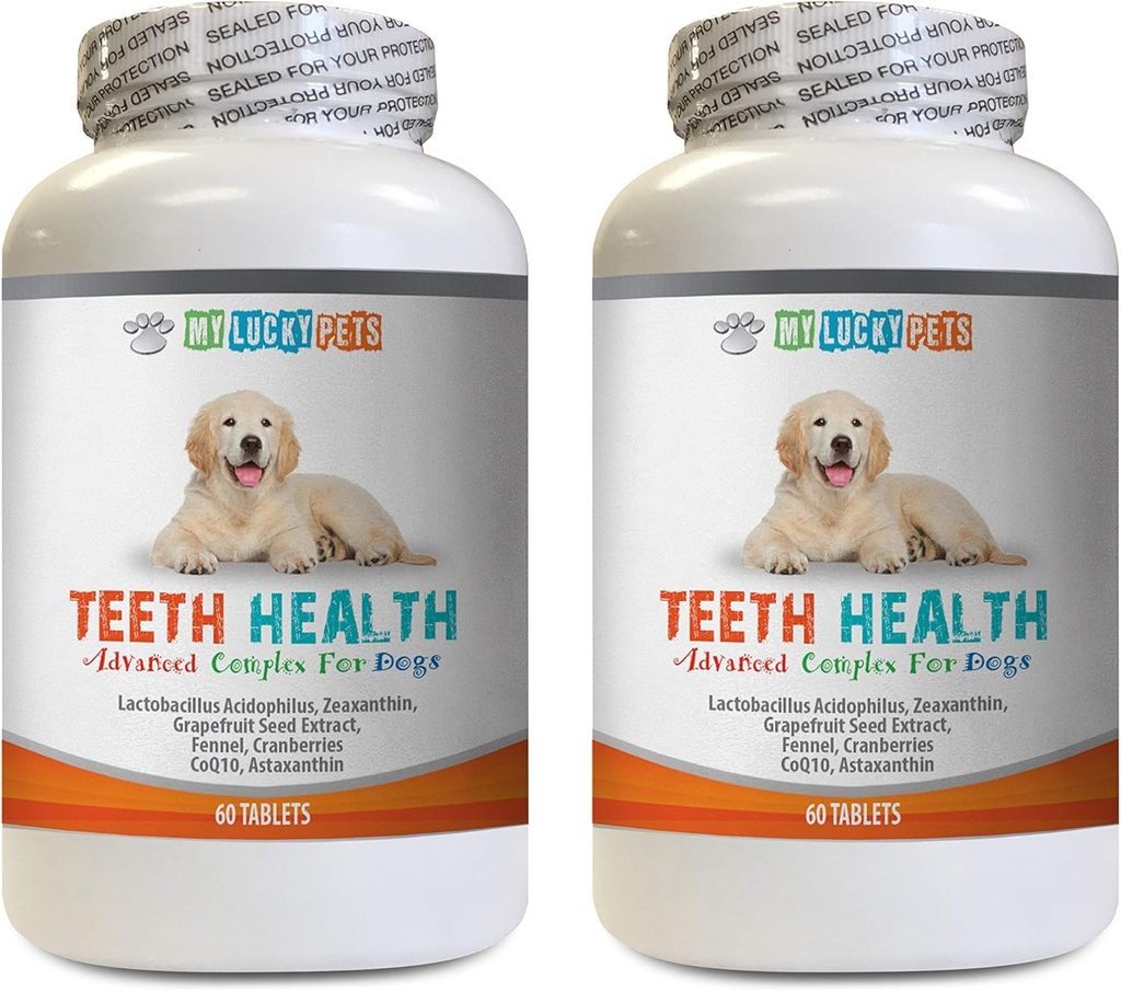 Hondenademtabletten - Geavanceerde Tanden Gezondheid voor honden - Vecht Bad adem - Best Looking Gums and Teeth - Vitamine c voor Honden Pillen - 120 tabletten (2 flessen)