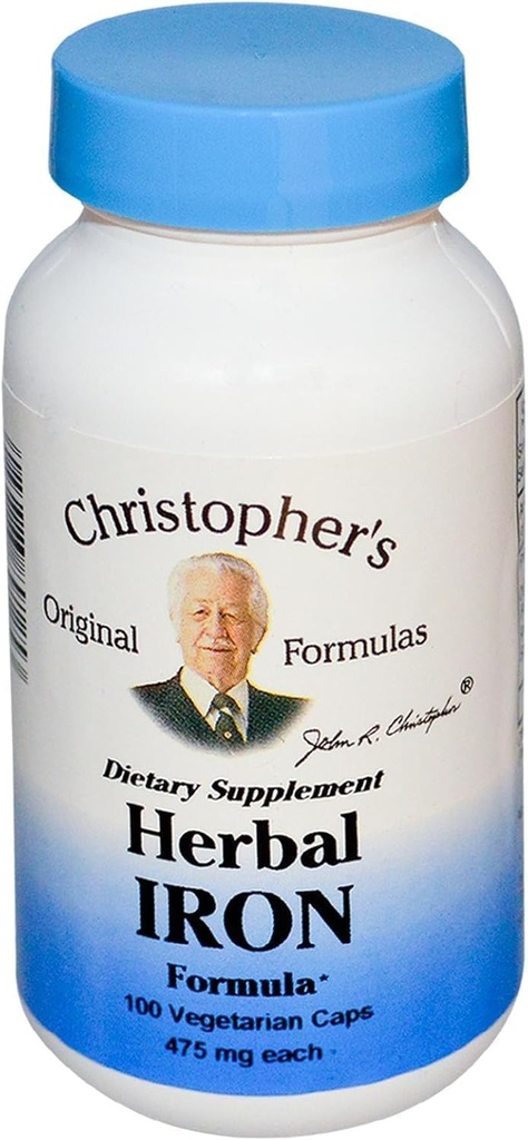 Christopher's Original Formulas Herbal Iron Formula, Natural Iron Support, 450 mg, 100 Vegetarische Capsules