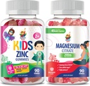 Magnesium Gummies voor volwassenen & zink Gummies voor kinderen & volwassenen. 200mg - Kalm Magnesium Kauwen - Magnesium Citrate Kauwbare Supplement voor Mood & Muscle Ondersteuning. Zink kauwgom voor Immune Ondersteuning -