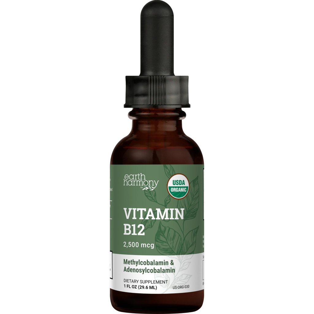 Biologische Vegan Vitamin B12 Sublingual Liquid Supplement - 2500mcg Methylcobalamine druppels voor natuurlijke energie, Metabolisme Gezondheid en immuunsysteem ondersteuning - 1 Fl Oz