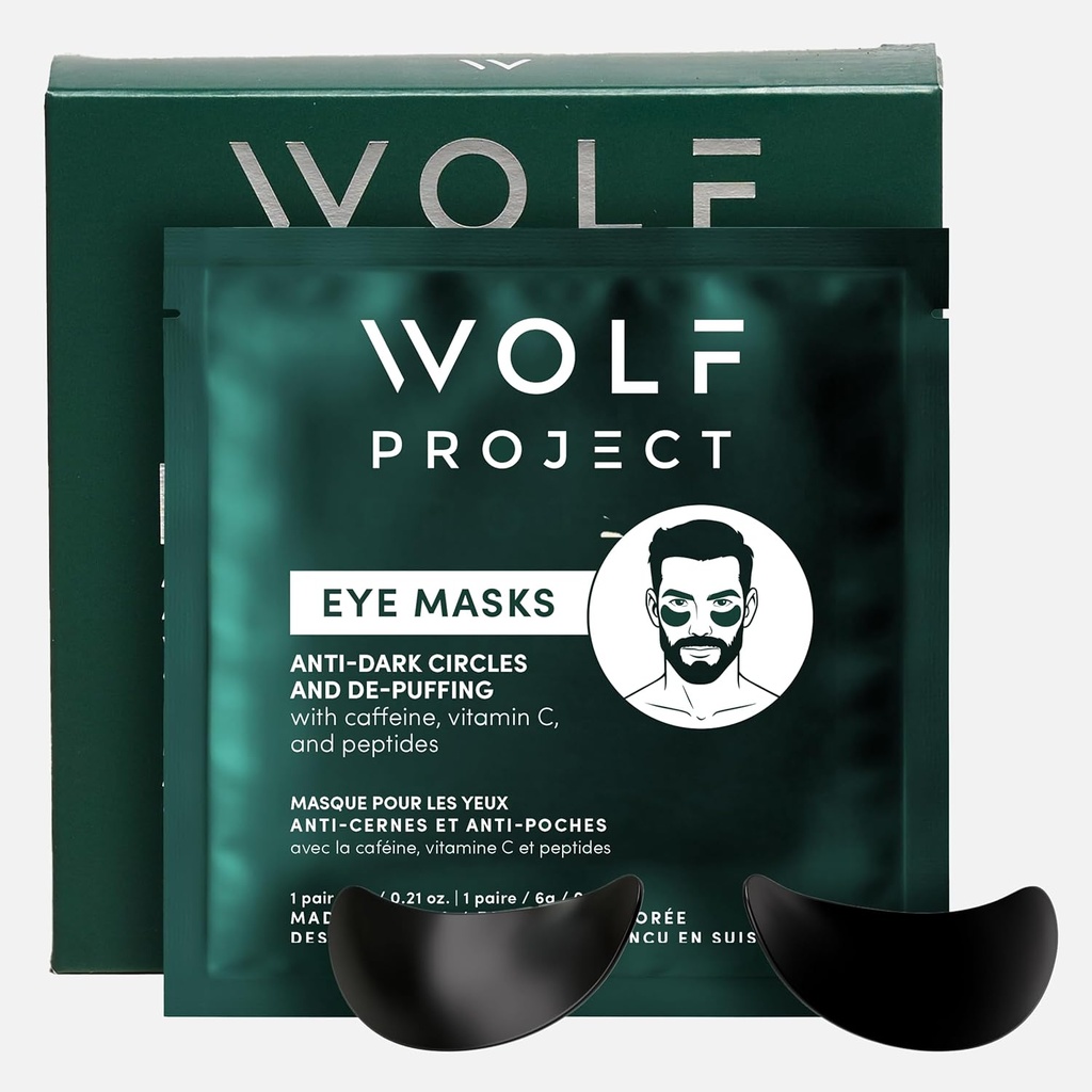 Wolf Project Under Eye Patches (5 paires) Pour les cercles sombres, les yeux puants et les rides - Avec la caféine, la vitamine C et les peptides. Les masques sous les yeux réduisent les yeux fatigués et les sacs sous les yeux