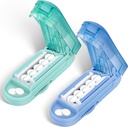 DUBSTAR 2PCS Pill Cutter Splitter voor kleine en kleine pillen, Meerdere pil snijders voor kleine of grote pillen, verstelbare pil splitter met centrering apparaat en blade guard (Blue+Cyan)