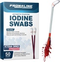 FrontLine Povidone Jodium Swabs, Antiseptische Swabsticks, Jodium Solution, Cleansing Cotton Swab, Individually Wrapped Medical Supplies, Wound Care, EHBO, Wound Cleaner, Doos van 50