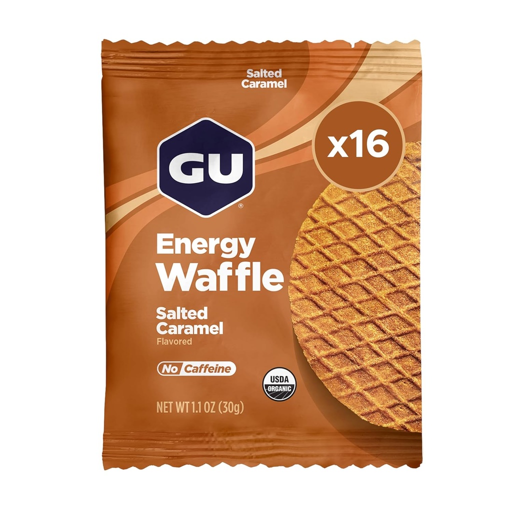 GU Energy Stroopwafel Salty Caramel Sports Nutrition Waffle, sans caféine, et laiterie Kosher, énergie en route pour tout entraînement, 16 comtes