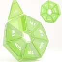 Organisateur hebdomadaire de pilules, 2 packs Portable Pill Box Case de médecine 6 Couleurs (Sept jours) Nouvelle édition pour Vitamine/Huile de poisson/Pills/Supplements-Arthrite Friendly (Vert)