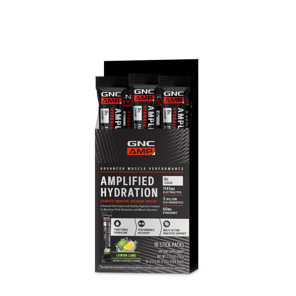 GNC AMP Amplified Hydration Electrolyte Powder Drink Mix Enhanced Electrolyte & Healthy Digestion Complex