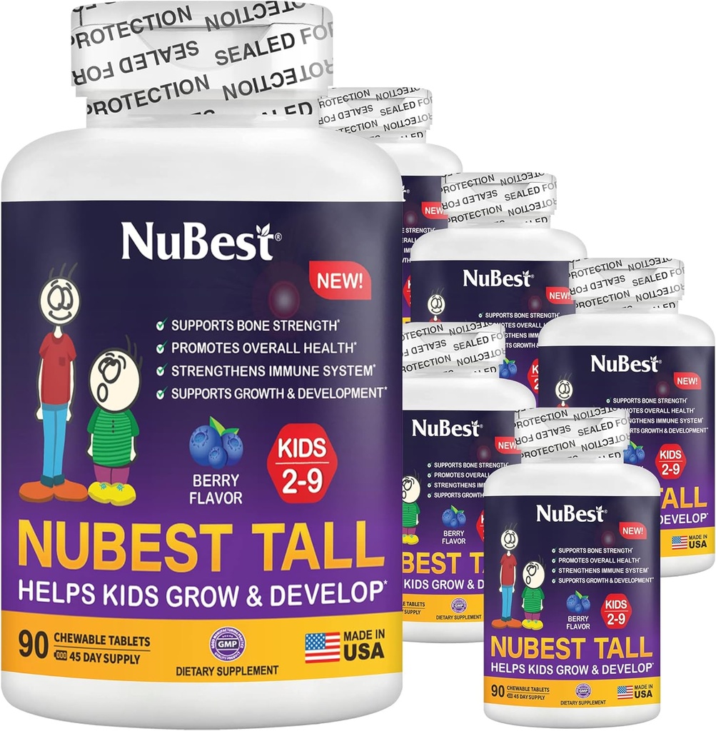 NuBest Tall Kids - Peuter Vitaminen en Kids Vitaminen voor de leeftijd 2 tot 9 - Ondersteuning botsterkte, algemene gezondheid en immuniteit - dierlijke vormen - 540 Kauwbare Berry Tablets
