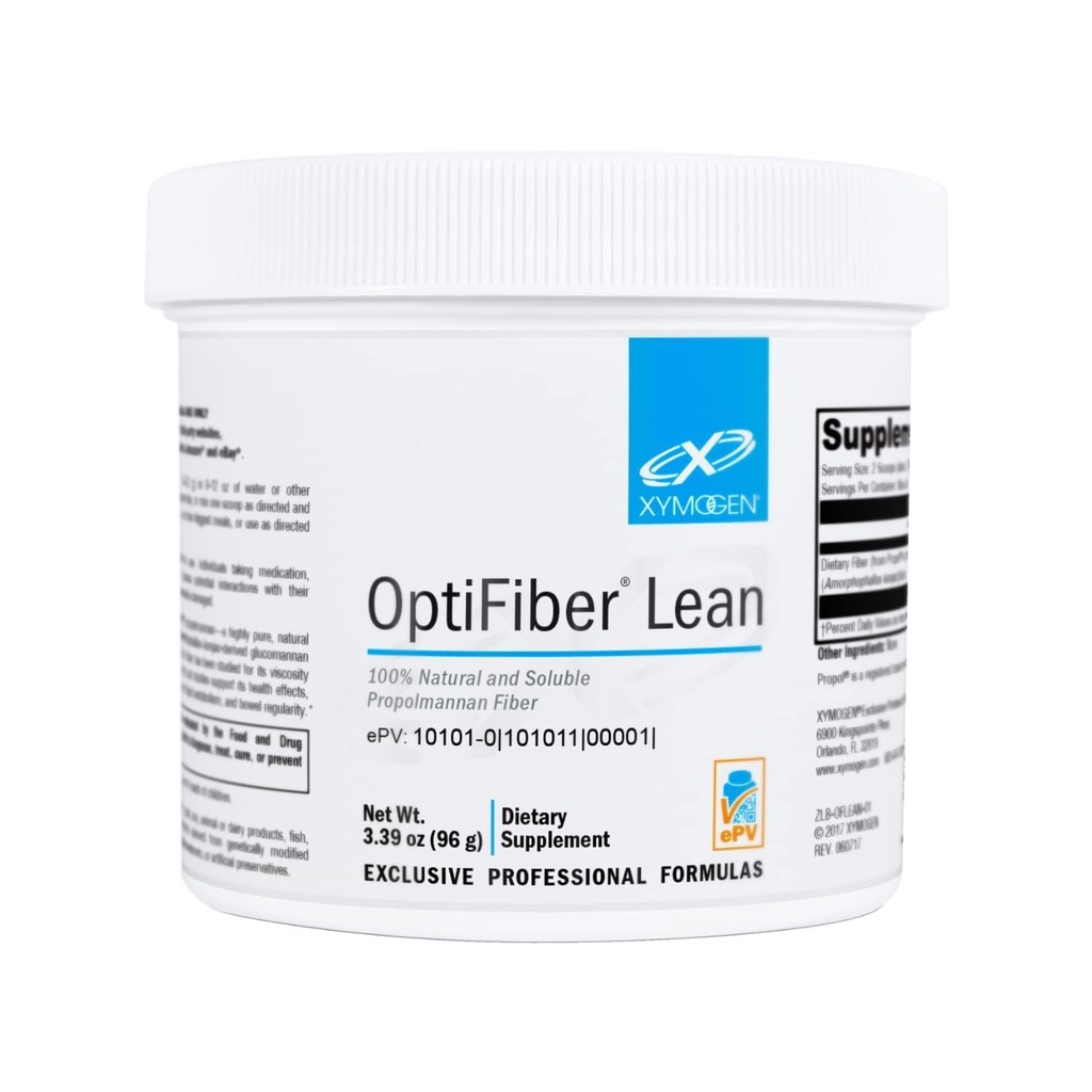 XYMOGEN OptiFiber Lean - Poudre de fibre Propolmannan 100% naturelle et soluble - soutient la satiété, le métabolisme du cholestérol et les mouvements sains de Bowel (3.39 oz)