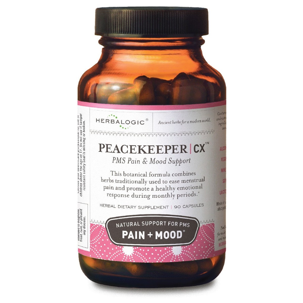 Herbalogic - Peacekeeper CX Herb Capsules - Vermindert PMS gerelateerde Mood Swings - Vermindert krampen en pijn geassocieerd met maandelijkse periodes - Bevat kurkuma en Corydalis - 90 Cap Count