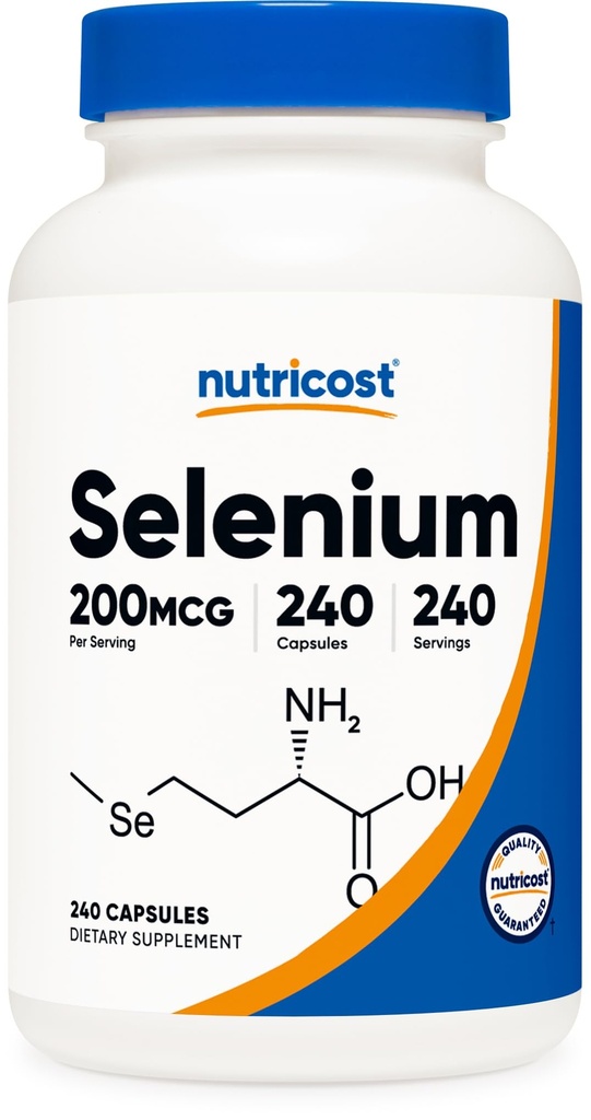 Nutricost Sélénium 200mcg, 240 Capsules végétariennes, non OGM, sans gluten L-Sélénométhionine