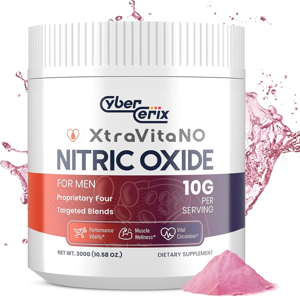 Nitrikoxidesupplement voor mannen - extra sterkte Nitrikoxide Booster poeder voor hart, circulatie, bloedstroom, energie, duurzaamheid - 10g per portie, 30 porties