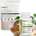Organixx Clean Sourced Collageen Powder, Unflavored, 20 Servings & Organic Mushroom Supplement (60 Vegetarische Capsule)