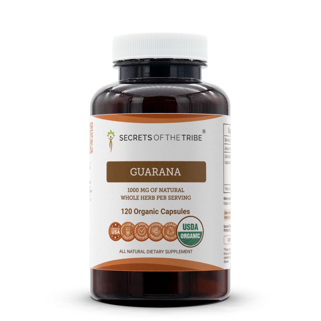 Geheimen van de Stam Guarana USDA Biologische Capsules Gecertificeerd Biologische Vegetarische Capsules, Kruiden Dieetsupplement 