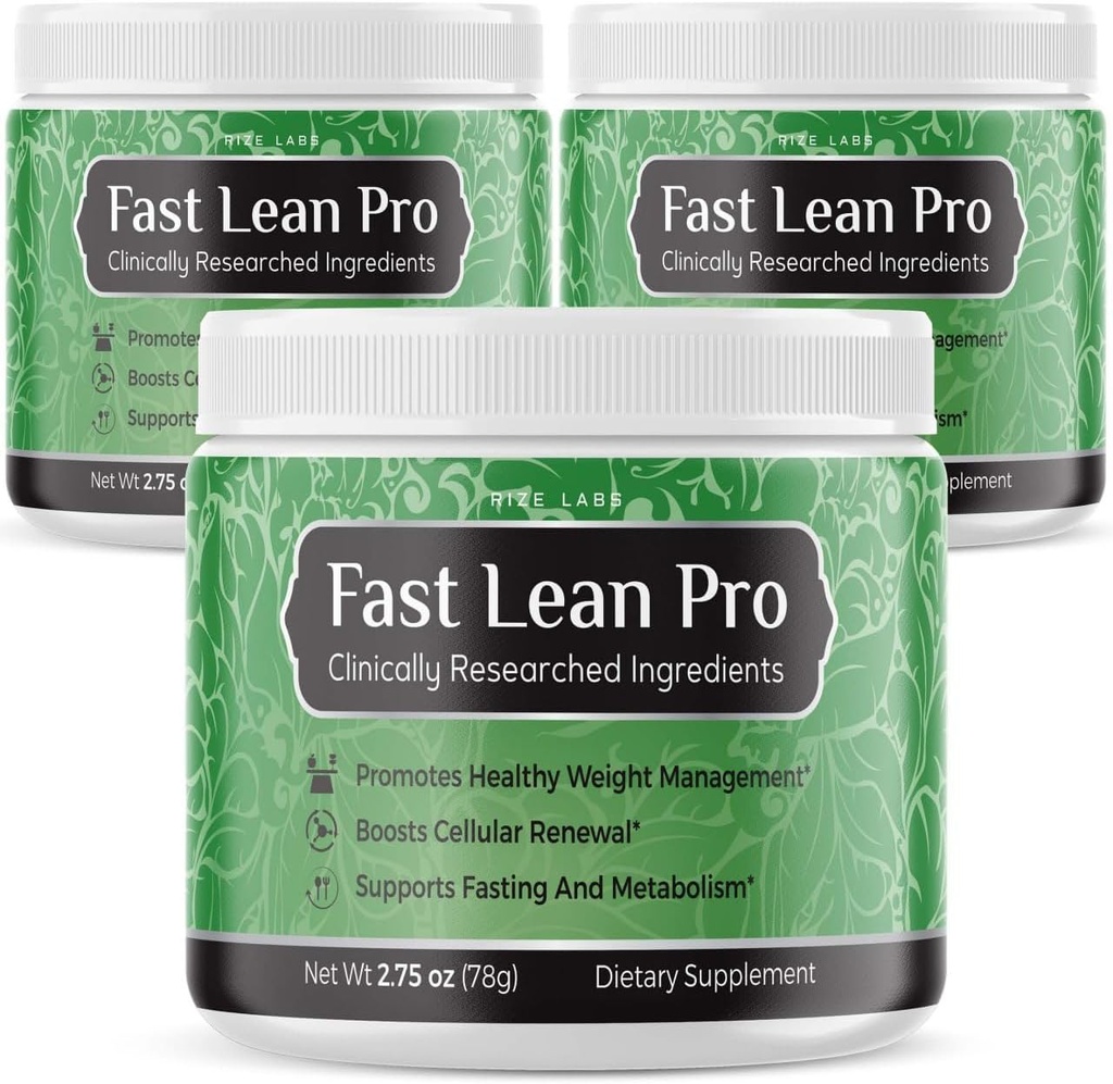 rize labs Fast Lean Pro, Official Fast Lean Pro Advanced Formula Supplement beoordelingen, FastLeanPro Hydration BCAA Drink Capsules in een Jar, Gemakkelijk te scoopen en smaken Groot (90 Servings) (Pack of 3)