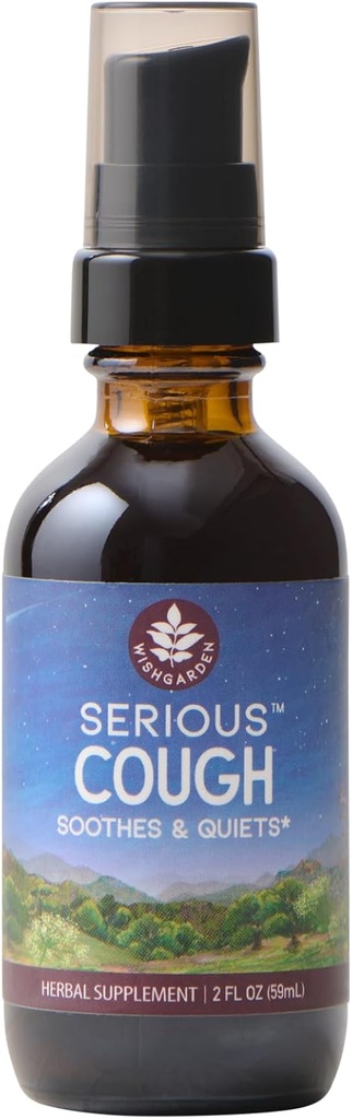 WishGarden Kruiden - Serious Cough, Organic Herbal Cough Suppressant Supplement, Soothes and Calms Common Throat and Bronchial Irritation (2 Ounce Pump)
