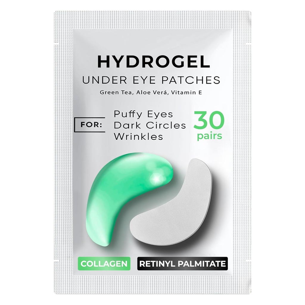 Onder Oog Patches voor donkere cirkels, Puffiness 30 PAIRS - Donkere cirkels onder ogen behandeling - Onder Oogmasker Gel - Under Eye Gel Patches voor Puffy Eyes - Groene thee, Collageen Eye Patches - Under Eye Pads