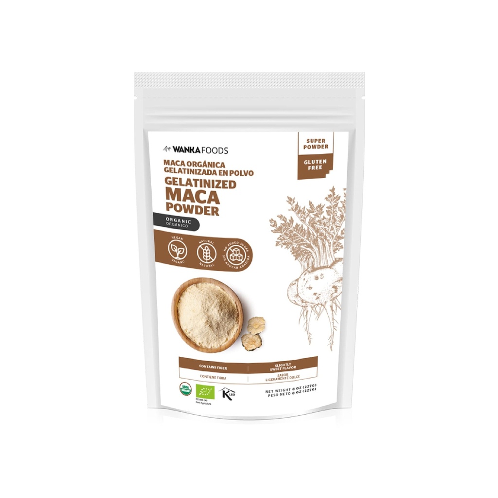 Poudre de maca gélatinisée biologique, 8 oz ou 227 g 1 sac, racine de maca péruvienne. Vegan, USDA Organique, non-OGM, sans gluten, Adaptogène céto-friendly utilisé pour stimuler l'énergie, la vitalité et l'endurance