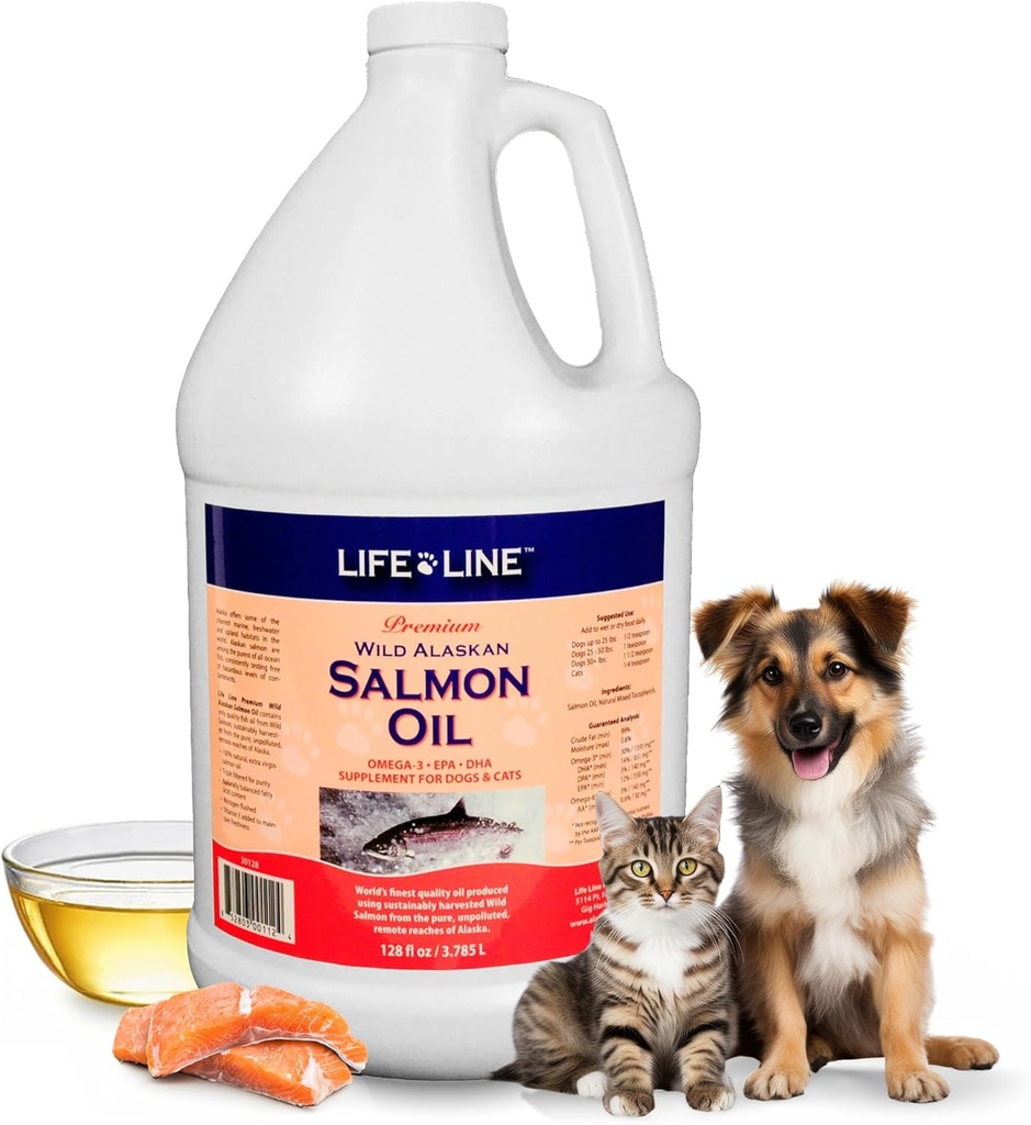 Ligne de vie Huile de saumon sauvage d'Alaska pour les chiens et les chats