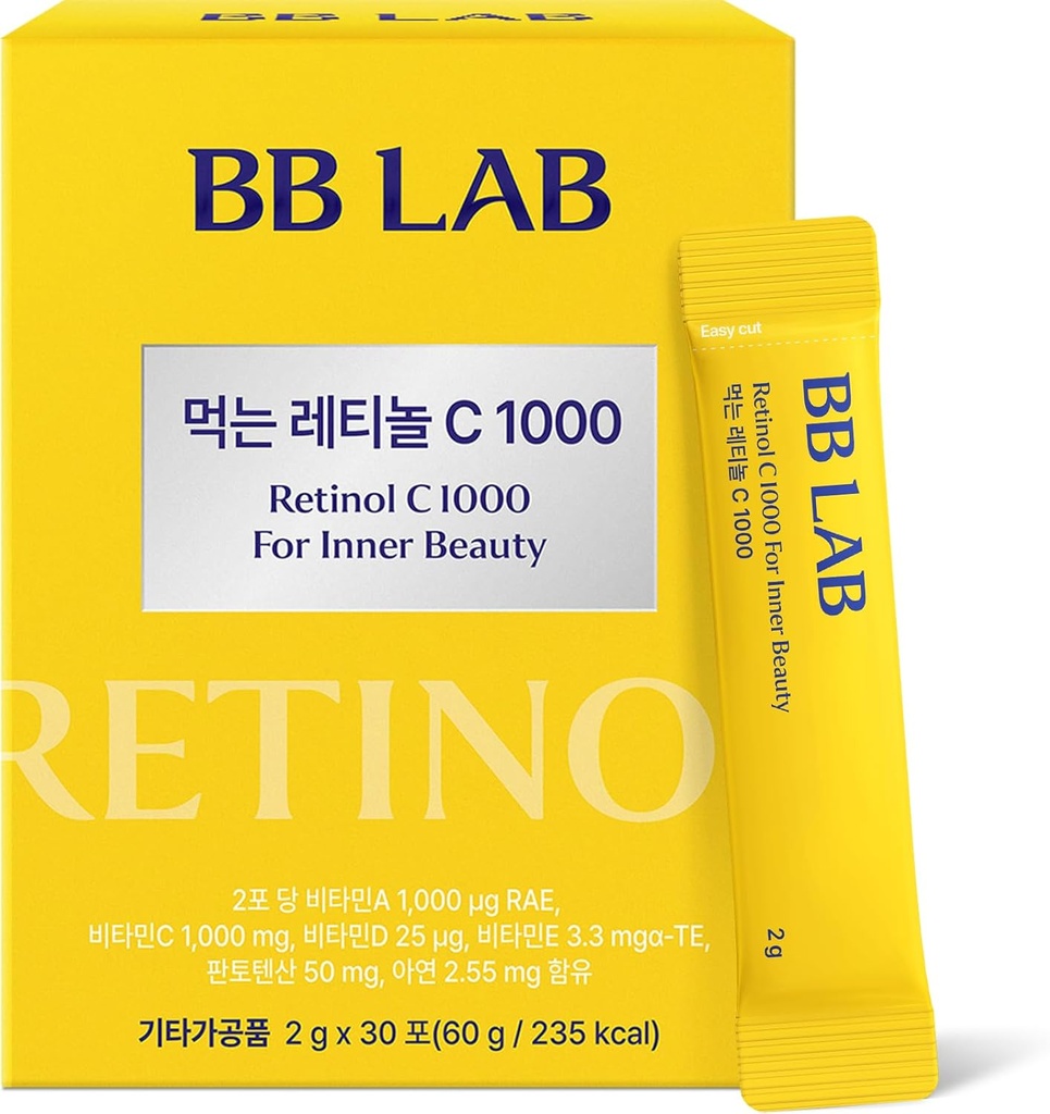 BB LAB Retinol C 1000, Poeder Blend met Vitamine C, Retinol, Vitamine E, B5 & Zink voor Radiante Huid, Korea Innerlijke Schoonheid Supplement voor gezonde-Looking Skin