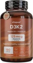 D3K2-D3 K2 combine la vitamine K et la vitamine D avec le calcium et la biopérine. Suppléments D3 et K2 Bons, coeurs et muscles sains 180 capsules