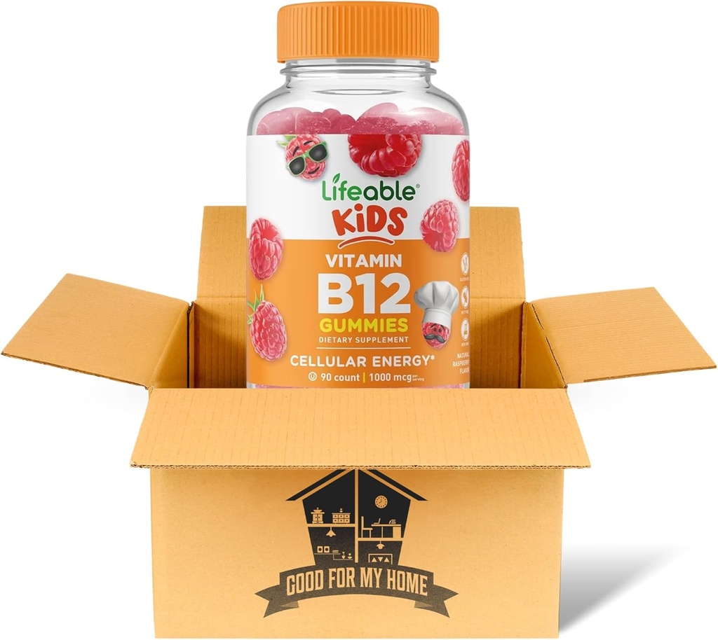 Vitamine B12 Gummies Bundle. Inclusief One Bottle 90 kt Lifeable Kids Vitamine B12 Gummies. Dieetsupplement, Glutenvrij, Non Gmo, en Kauwbare B12 Vitaminen Gummies. Wordt geleverd met een goed voor mijn huis doos!