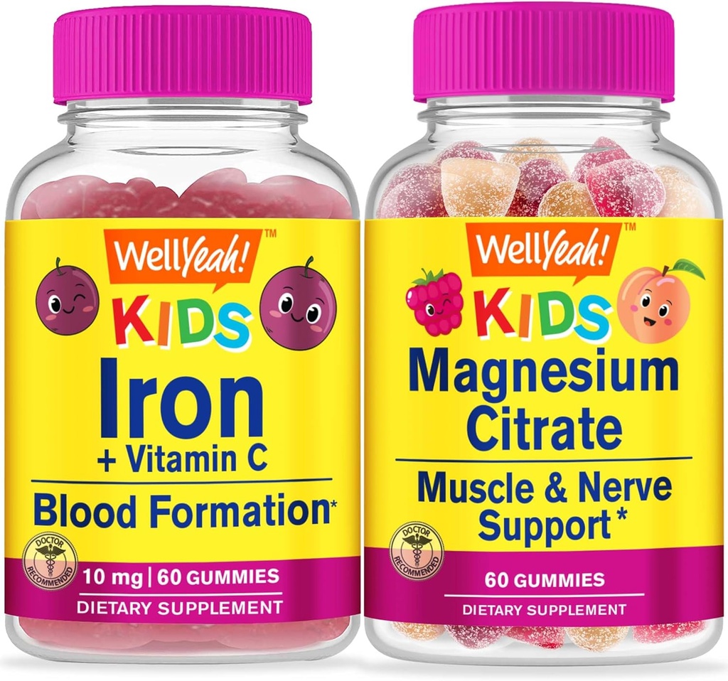 WellYeah Iron + Vitamine C Kids + Magnesium Citrate Kids, Gummies Bundle - Grote Proeverij, Vitamine Supplement, Glutenvrij, GGO-vrij, Kauwgom