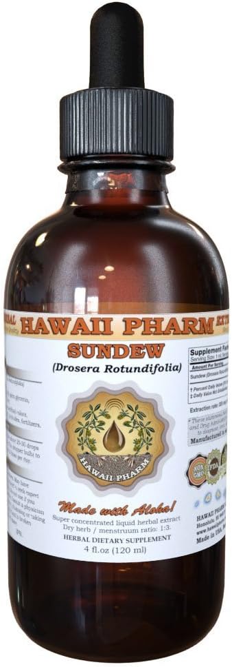 HawaiiPharm Sundew Liquid Extract, Sundew (Drosera Rotundifolia) Bladpoeder Tinctuur, Kruidensupplement, Made in USA, 2 fl.oz