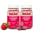Gommies BeLive Elderberry avec du zinc et de la vitamine C - Supplément de soutien immunitaire avec vitamine D, A, E, B12 - Gommies pour os et dents sains, végétalien, kéto et non-OGM - Arôme framboise