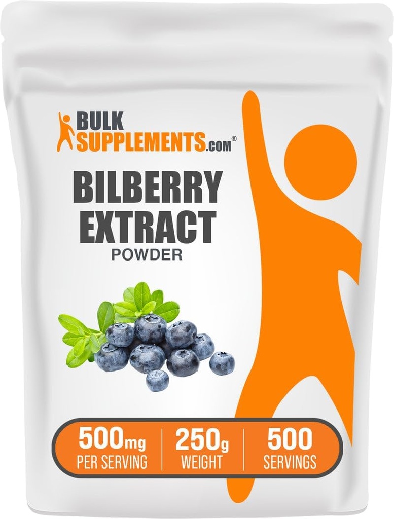 BulkSupplements.com Bilberry Extract Powder - Bilberry Extract Supplement, kruidensupplement - Vegan & Glult Free, 500mg per portie, 250g (8.8 oz) (verpakking van 1)