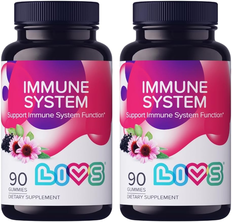 LIVS Immuunsysteem Vlierbessen Gummies voor volwassenen en kinderen Geavanceerde Immuun Ondersteuning Supplement met Vitamine C, Echinacea, & Propolis 